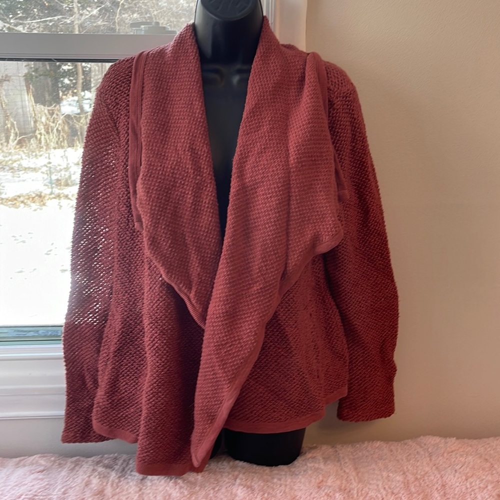 Red cardigan